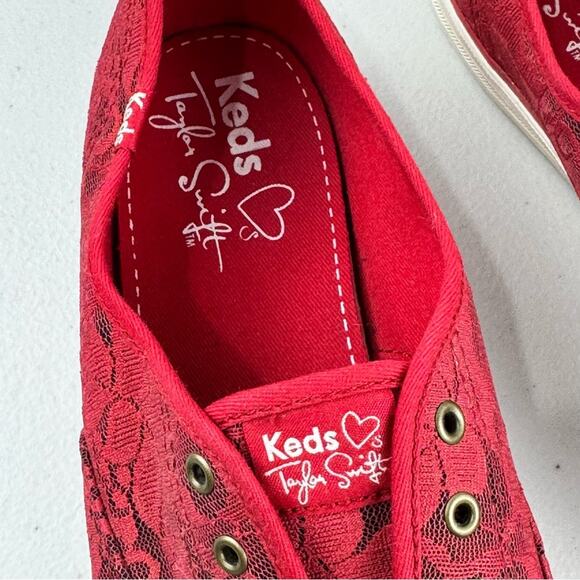 Keds x Taylor Swift 032 Red Lace Slip-On Sneaker Shoes Women's Size 9.5 EUR 40.5 - Picture 8 of 11